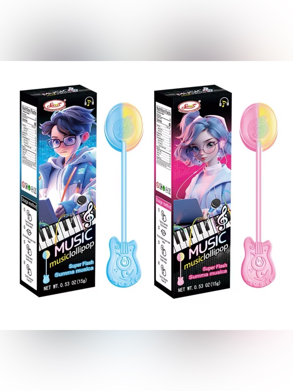 Music Lollipop - (1)Blue Boy & (1)Pink Girl